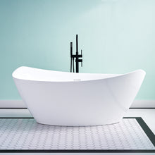 70" Freestanding Glossy White Acrylic Bathtub with Overflow and Drain