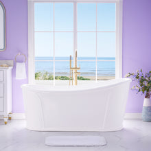66" White Acrylic Freestanding Bathtub with Integrated Slotted Overflow