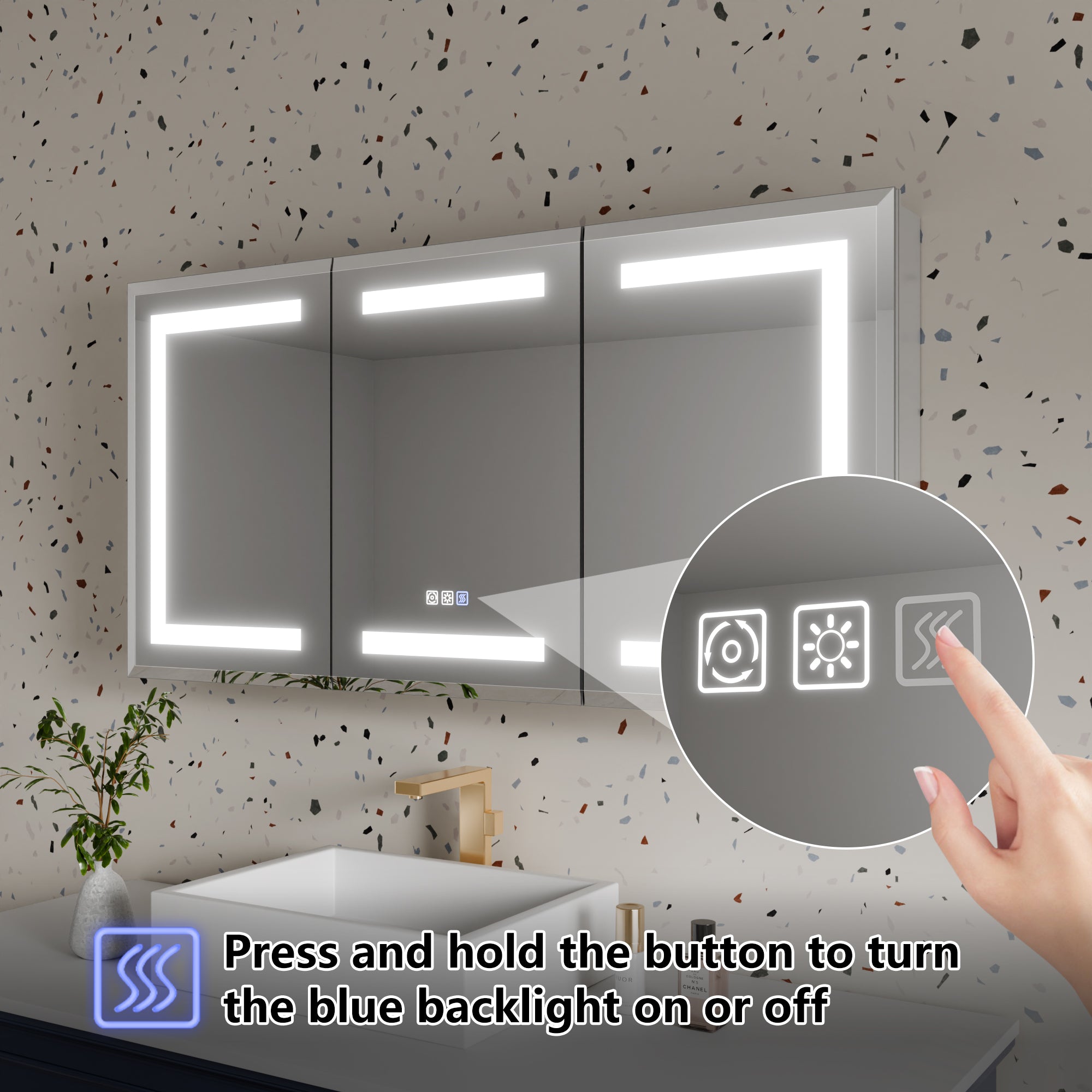 48 in. x 24 in. Aluminum Beveled Edge LED Medicine Cabinet, Recessed/Surface Mount