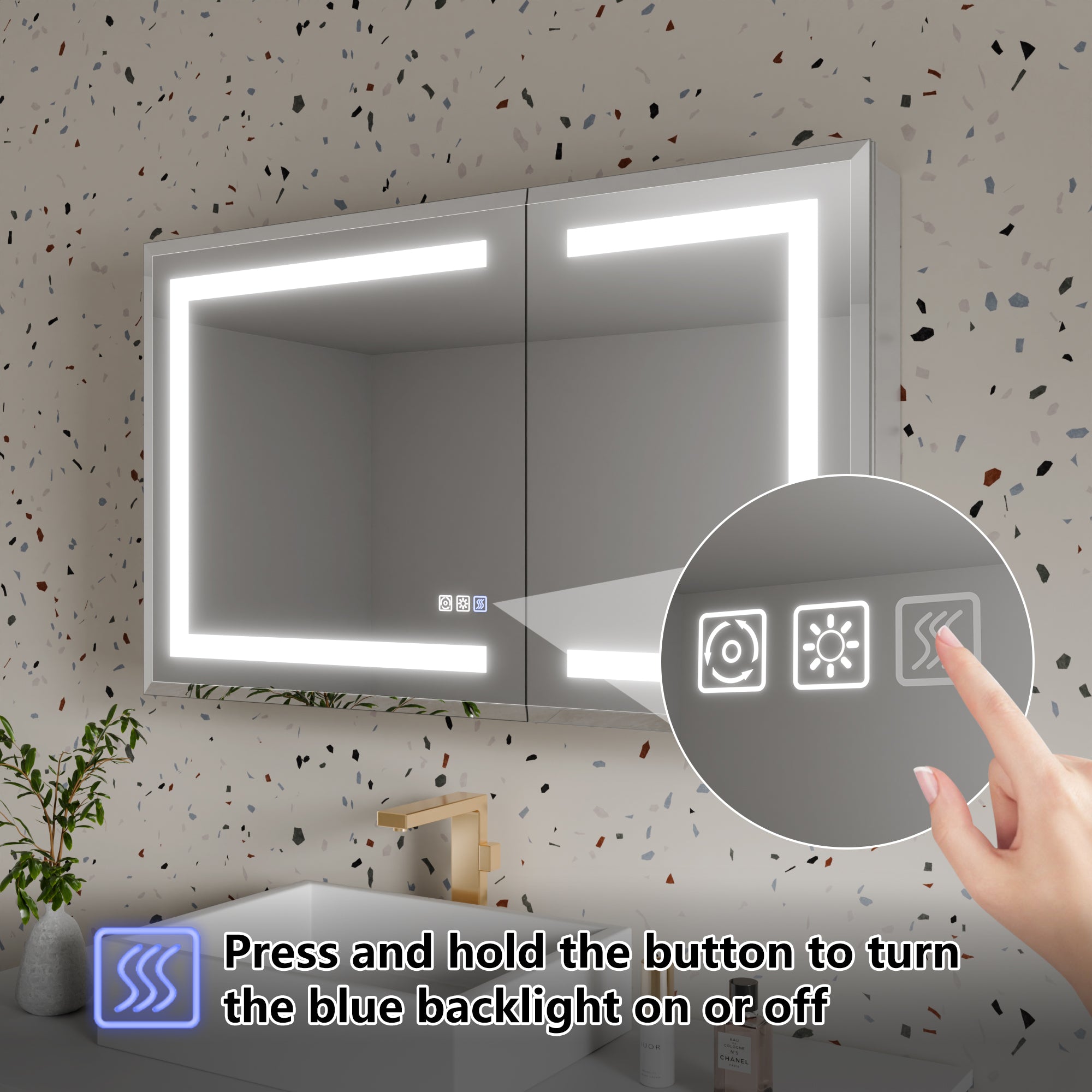 40 in. x 24 in. Aluminum Beveled Edge LED Medicine Cabinet, Recessed/Surface Mount