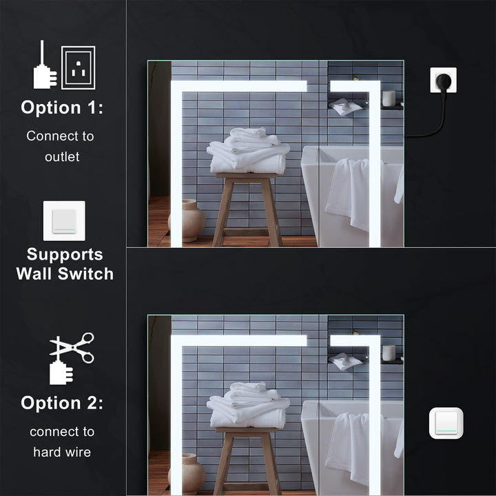 36" x 30" LED Lighted Surface/Recessed Mount Aluminum Mirror Medicine Cabinet Anti-Fog Dimmable with Outlet