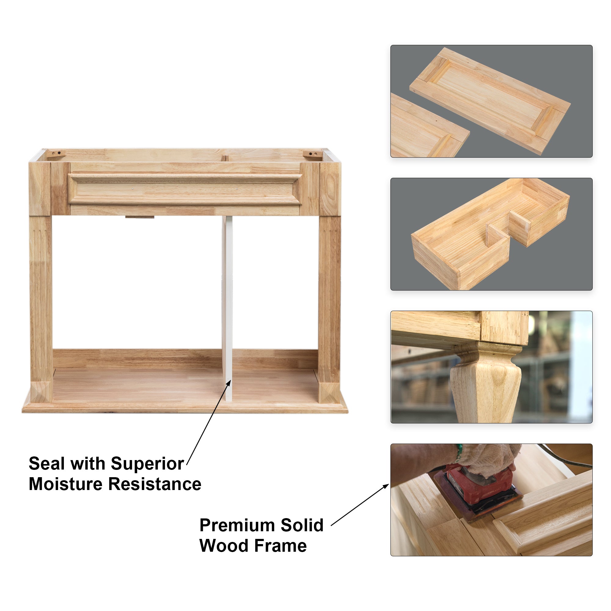 60" Navy Blue Solid Wood Bathroom Vanity & 2-Piece 24" LED Mirror Medicine Cabinet Combo