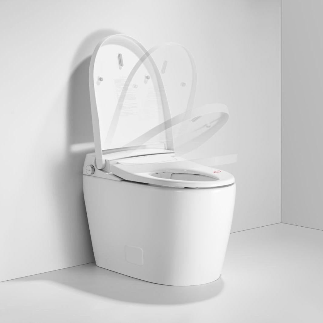 Smart Toilet with Auto Flushing, Foot Sensor, Nightlight & Antibacterial Coating, 1.28GPF