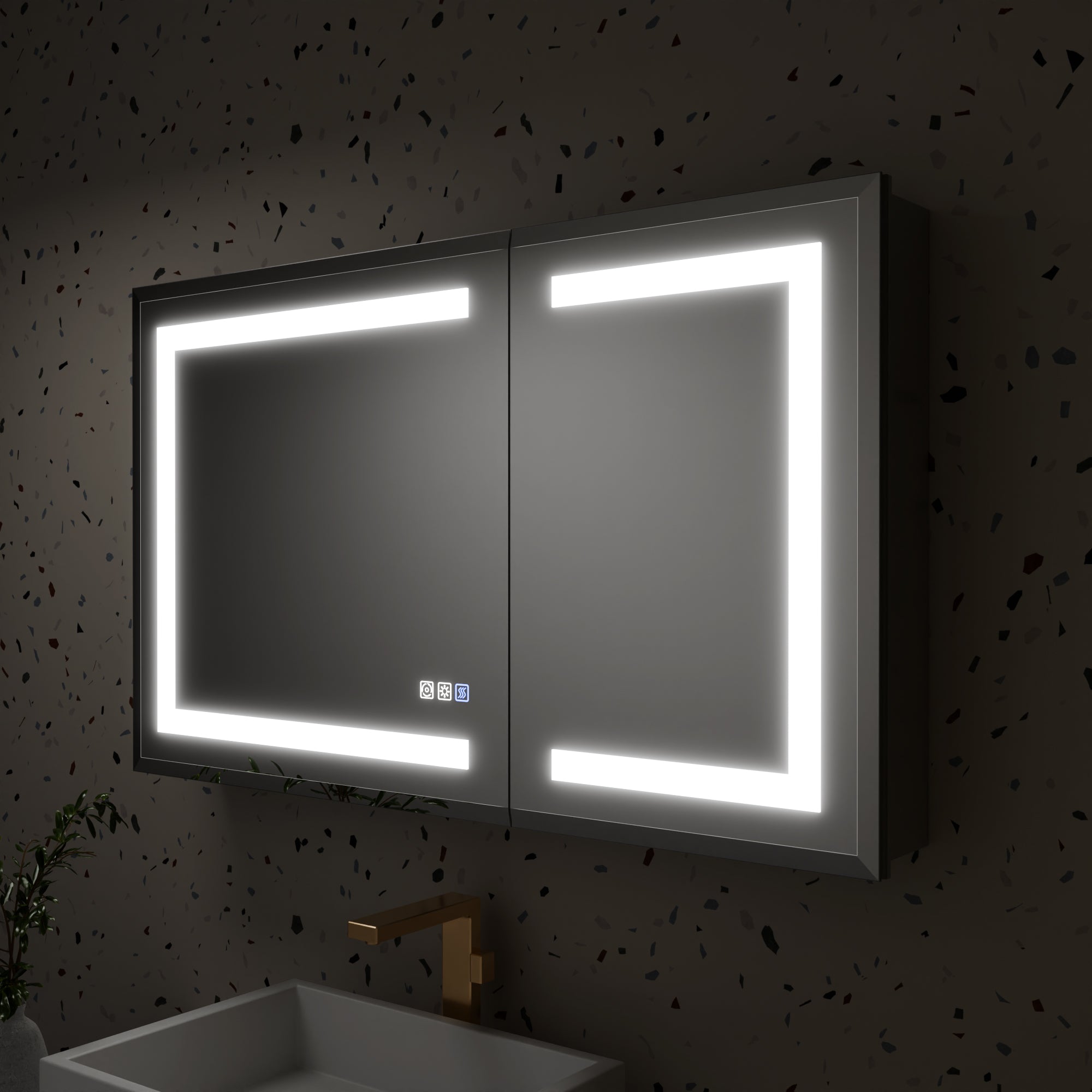 40 in. x 24 in. Aluminum Beveled Edge LED Medicine Cabinet, Recessed/Surface Mount