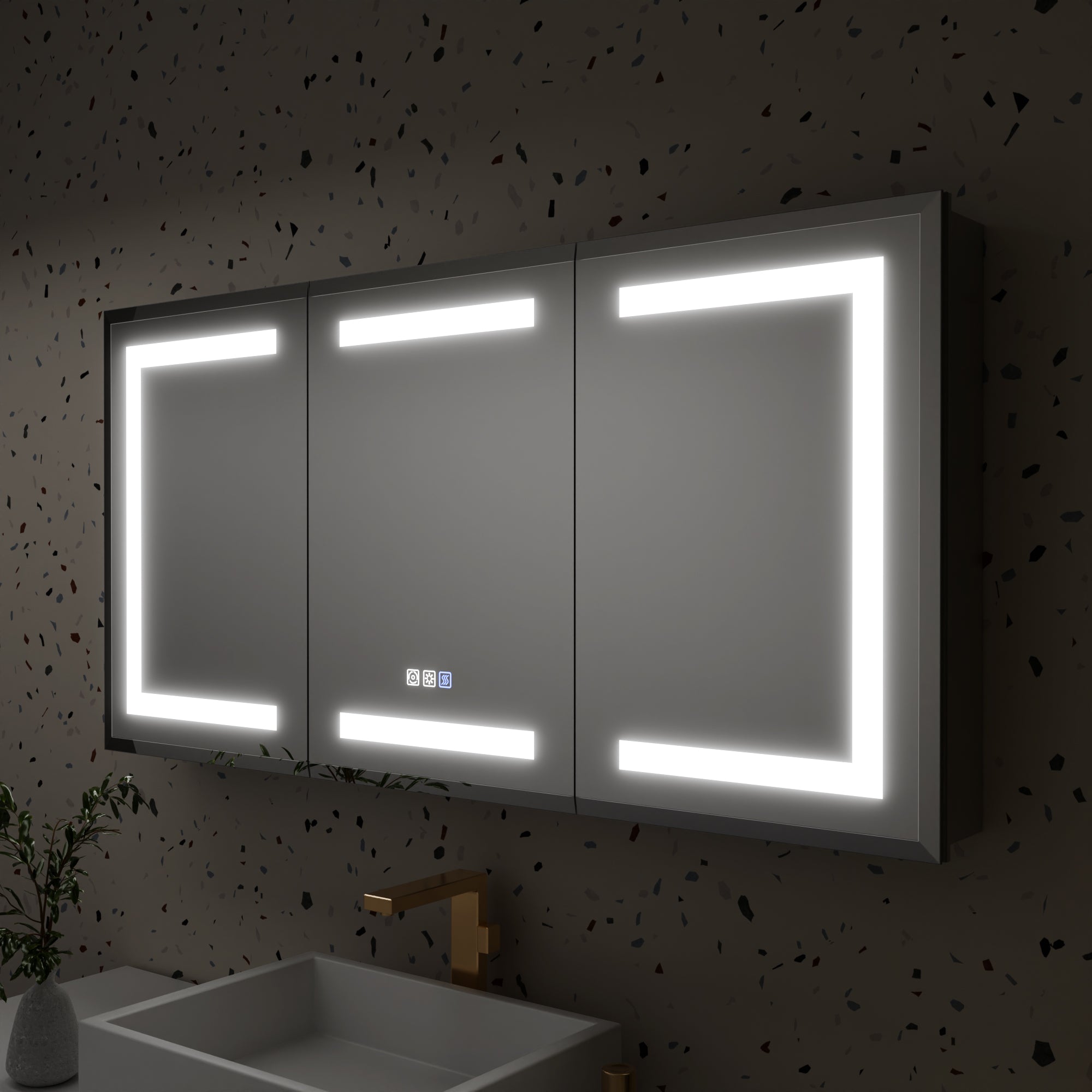 48 in. x 24 in. Aluminum Beveled Edge LED Medicine Cabinet, Recessed/Surface Mount