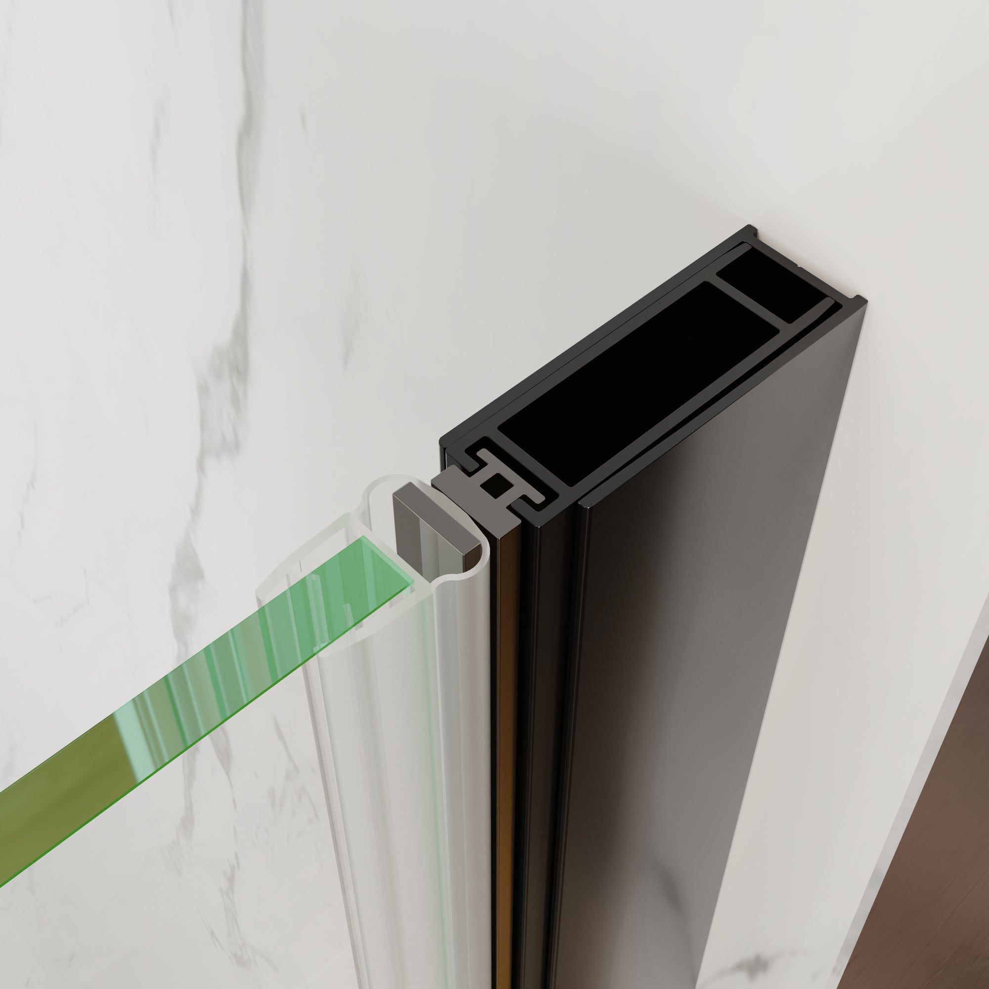 30-32 in. W x 72 in. H Semi-Frameless Pivot Shower Door with 1/4 in SGCC Tempered Glass, Reversible Installation, Matte Black
