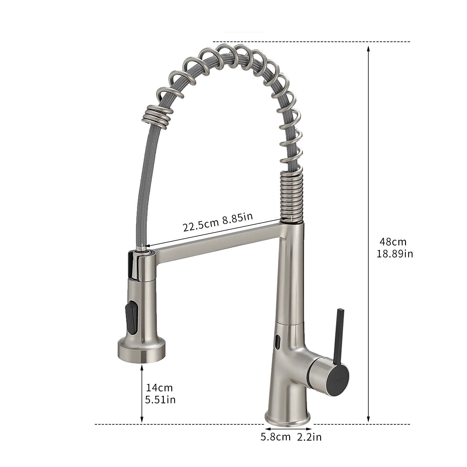 Single Handle Touchless Deck Mount Gooseneck Pull Down Sprayer Kitchen Faucet