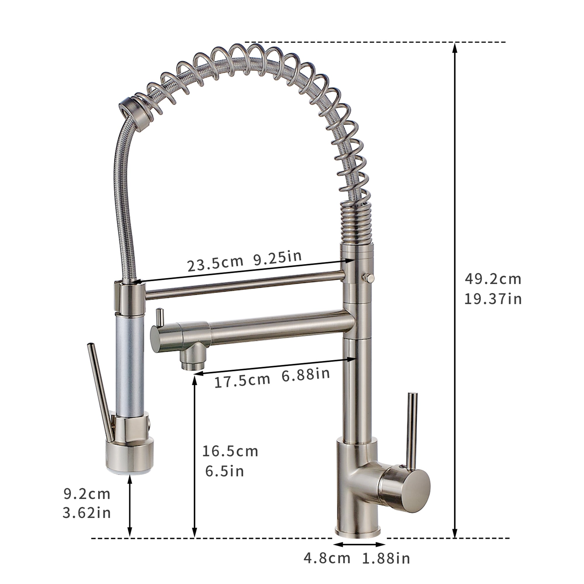 Kitchen Spring Faucets with Pull Down Sprayer-2 Functions Sprayer