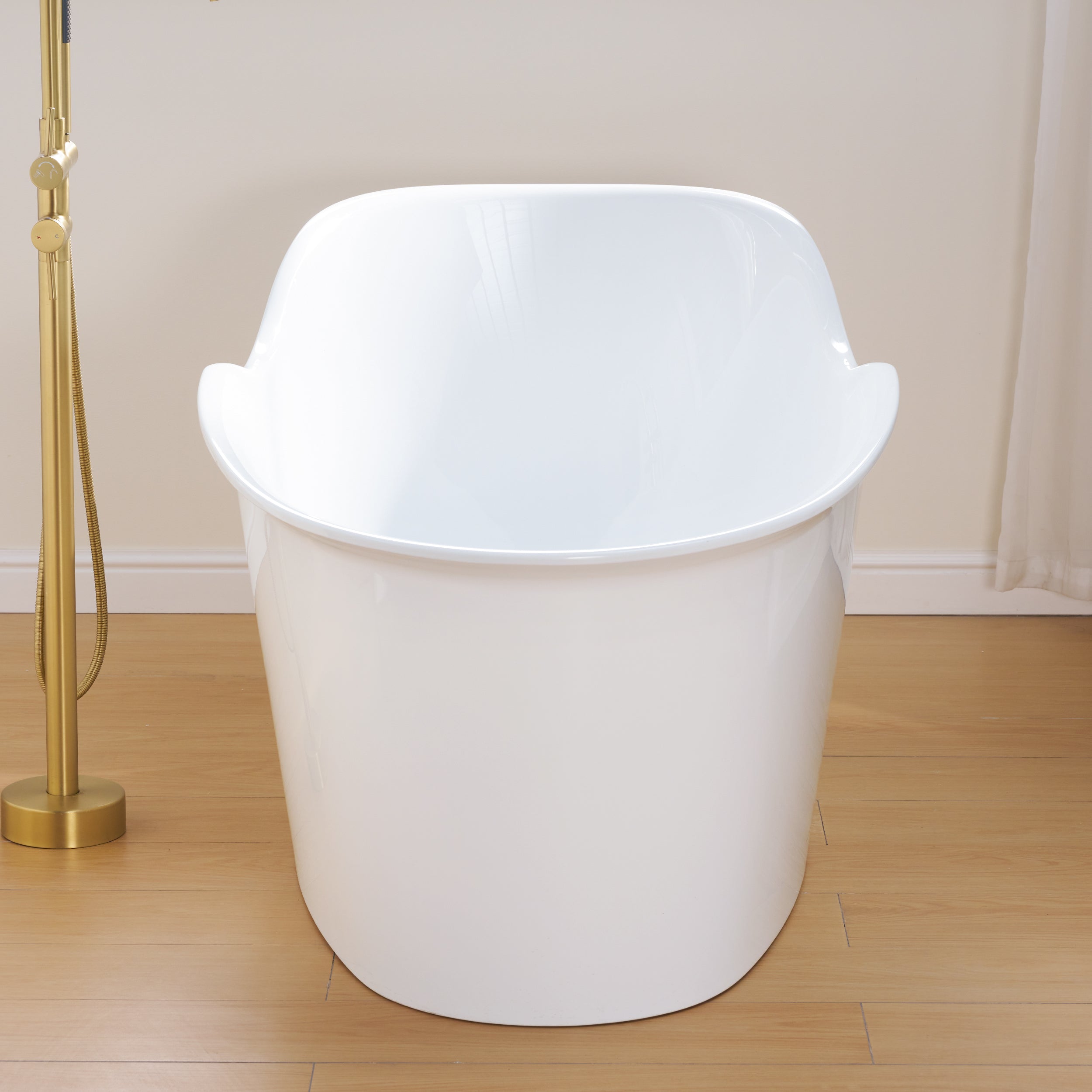 66" Freestanding Acrylic Bathtub Glossy White with Overflow and Drainage