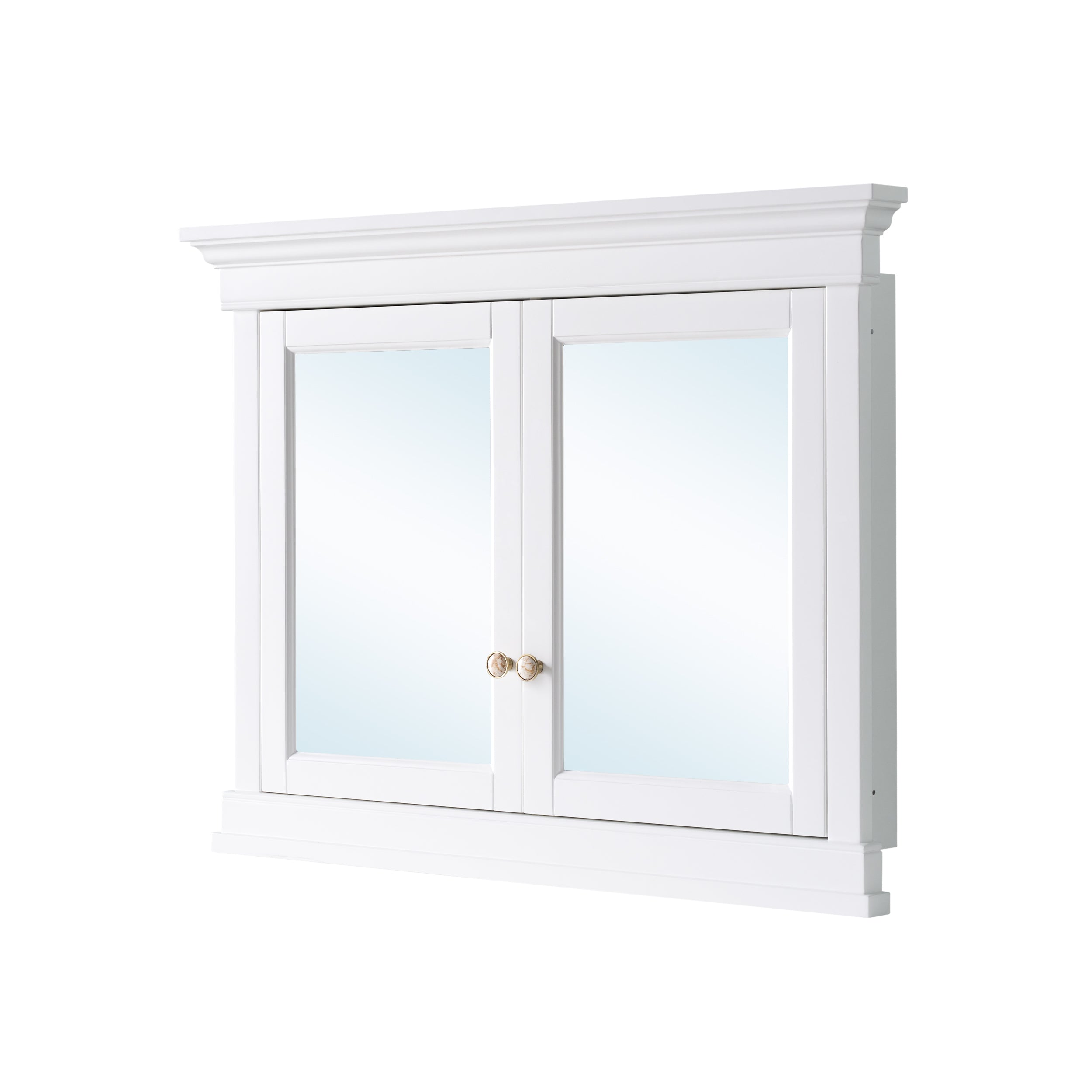 42 in.  W x 32 in.  H White Wood Recessed Bathroom Medicine Cabinet with Mirror