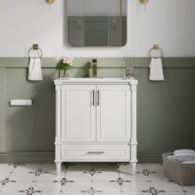 30 inch Bathroom Vanity with Single Sink, Solid Wooden Freestanding Bathroom Cabinet with Soft-Closing Doors