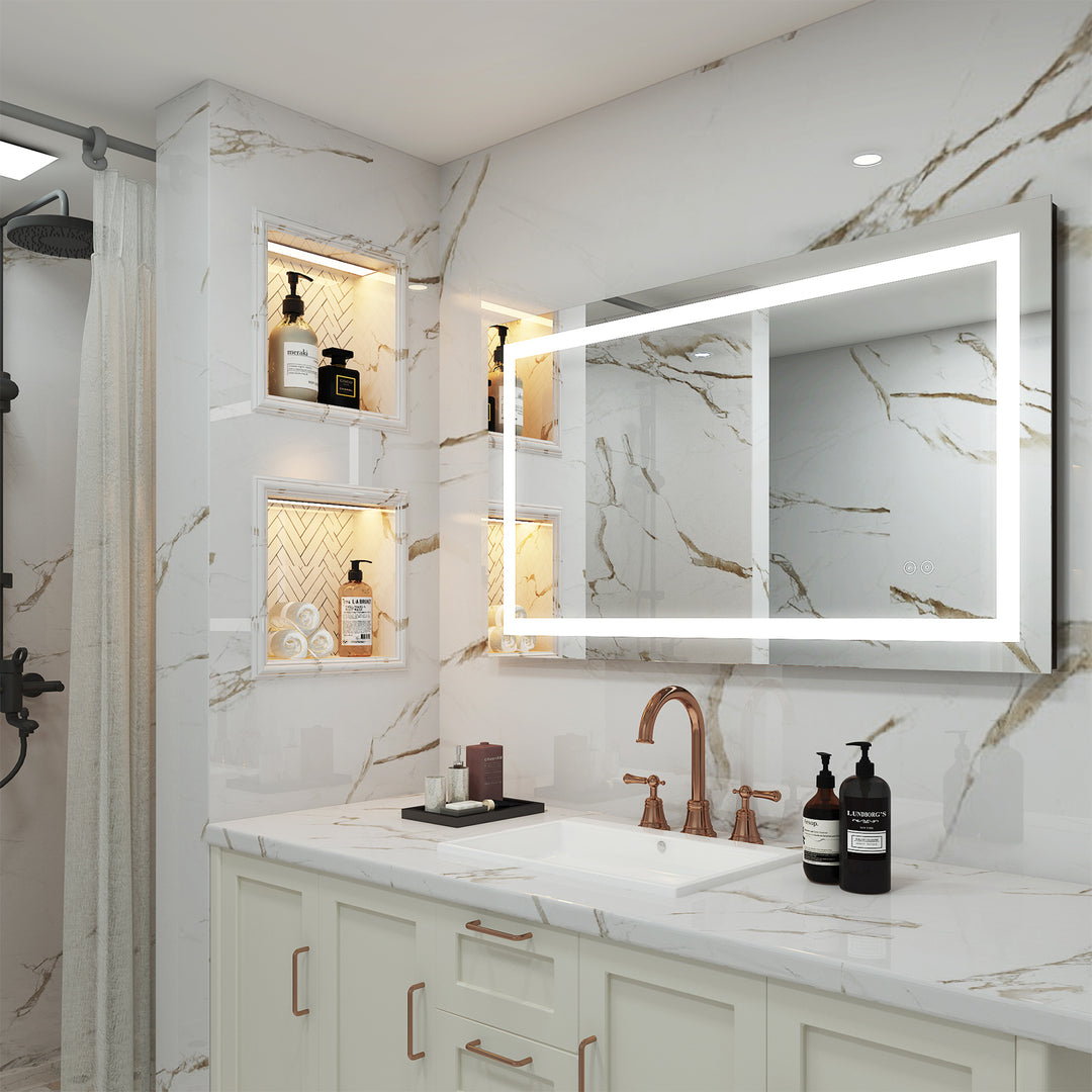 40 in. W x 24 in. H Rectangular Frameless Anti-Fog LED Light Bathroom Vanity Mirror in Aluminum