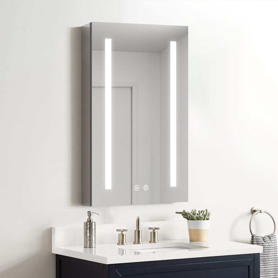 20" x 30" LED Lighted Surface/Recessed Mount Mirror Medicine Cabinet with Outlet Right Side