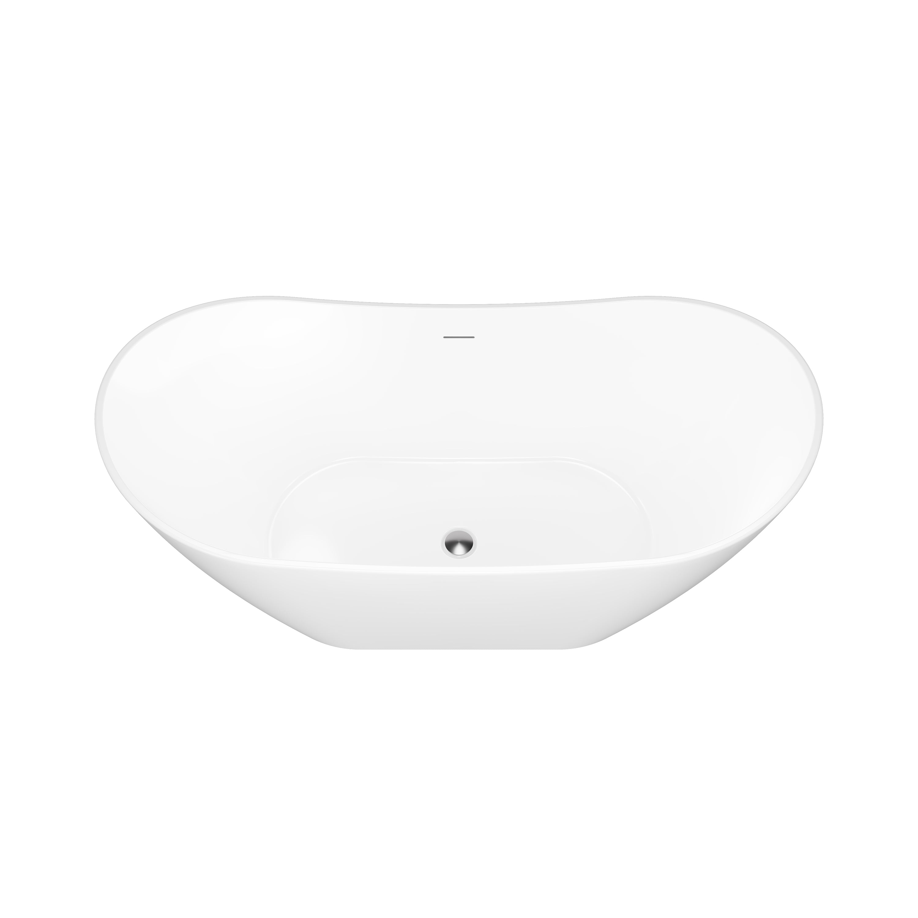 60" Glossy White Freestanding Acrylic Soaking Bathtub with Advanced Heat Retention & Ergonomic Support, 60-Gallon