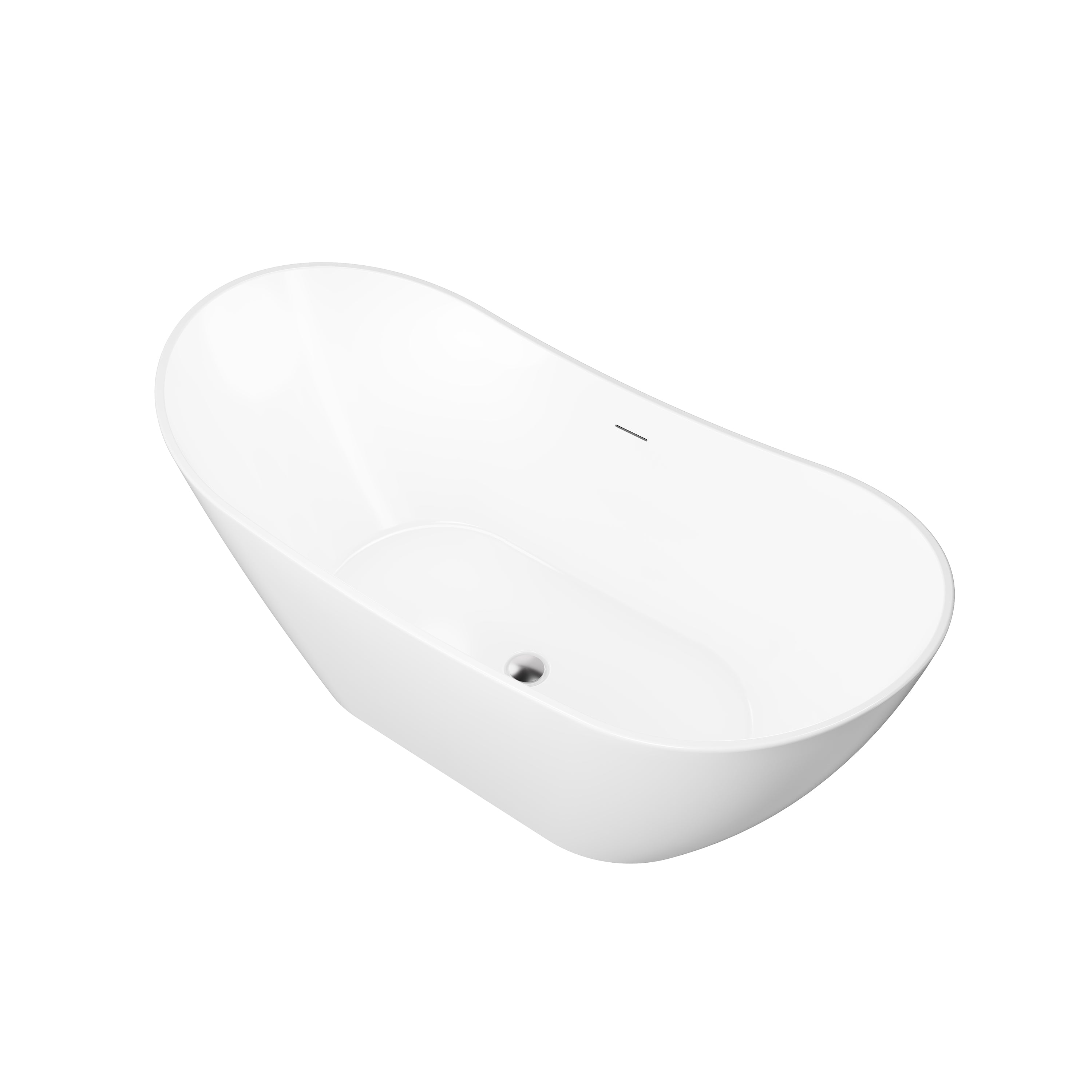 60" Glossy White Freestanding Acrylic Soaking Bathtub with Advanced Heat Retention & Ergonomic Support, 60-Gallon