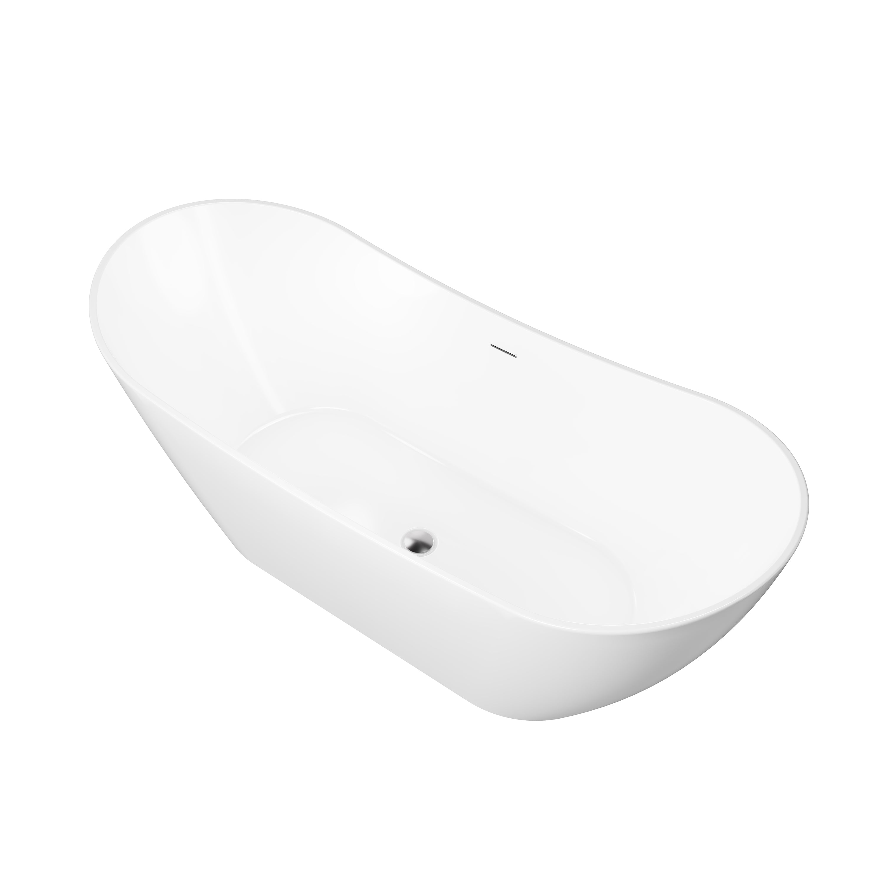 67" Glossy White Freestanding Acrylic Soaking Bathtub with Advanced Heat Retention & Ergonomic Support, 71-Gallon