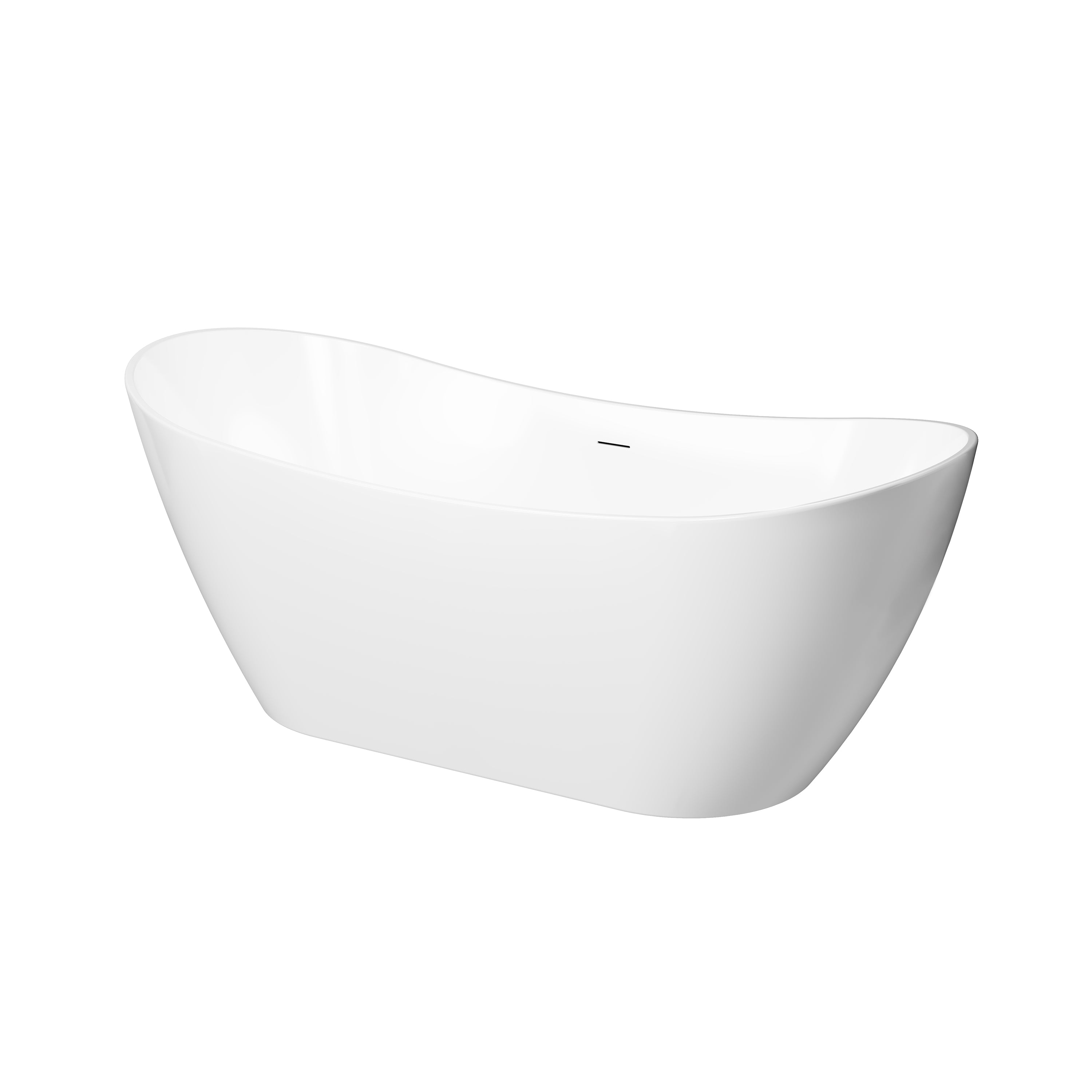 67" Glossy White Freestanding Acrylic Soaking Bathtub with Advanced Heat Retention & Ergonomic Support, 71-Gallon