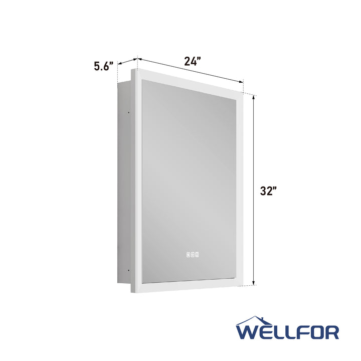 24 in. x 32 in.  Lighted LED Fog Free Surface/Recessed Mount Silver Mirrored Soft Close Left Medicine Cabinet