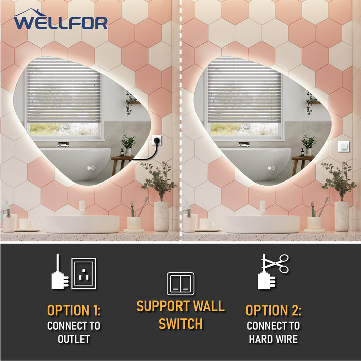 32 in. W x 30 in. H Frameless Anti-Fog LED Light Dimmable Bathroom Vanity Mirror