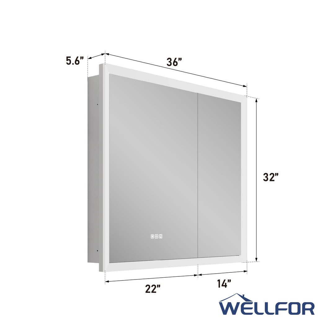36 in.  x 32 in.  Lighted LED Fog Free Surface/Recessed Mount Silver Mirrored Soft Close Medicine Cabinet