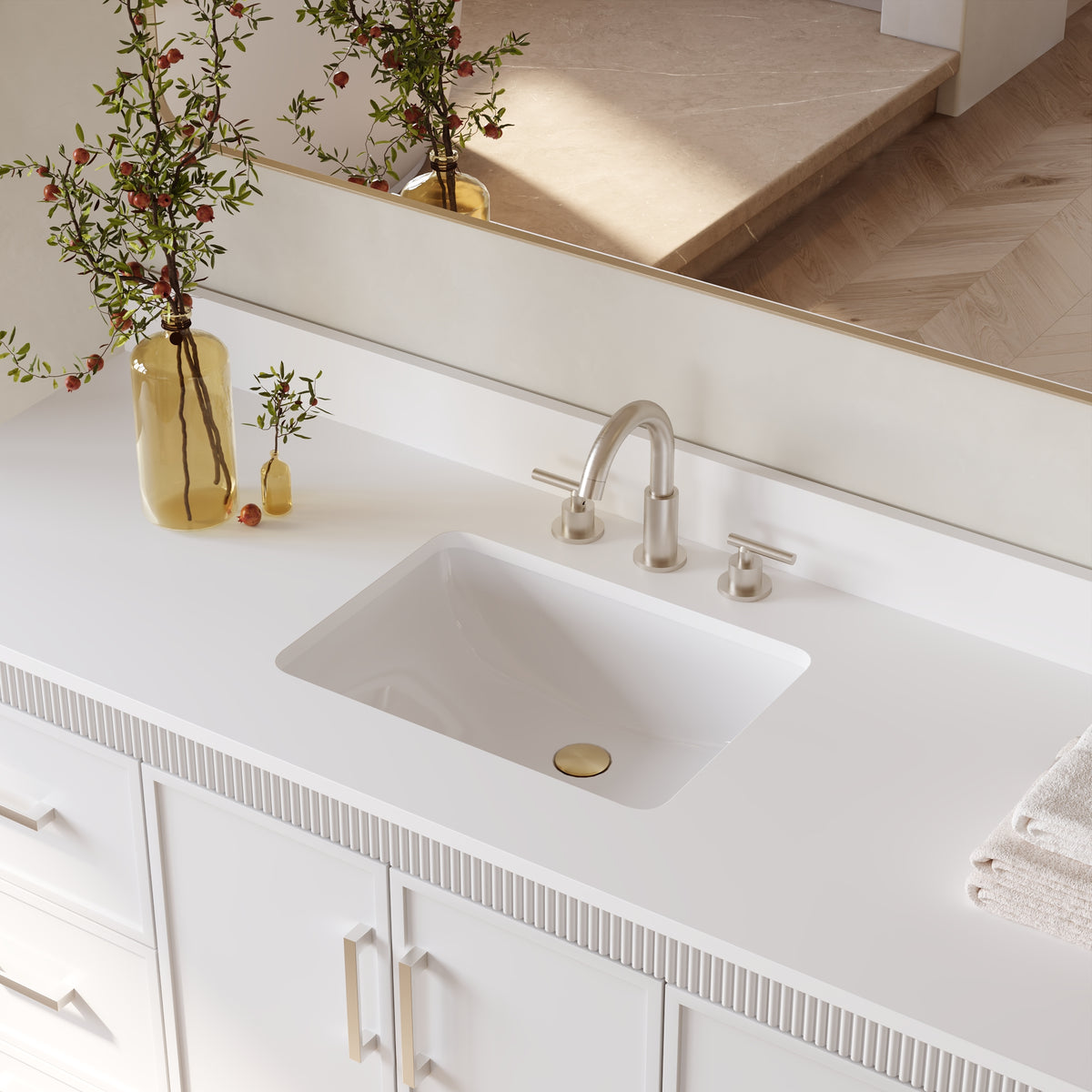 60 Inch Freestanding Solid Wood Bathroom Vanity with Pure White Quartz Countertop, 2 Soft-Close Doors & 7 Dovetail Drawers, White