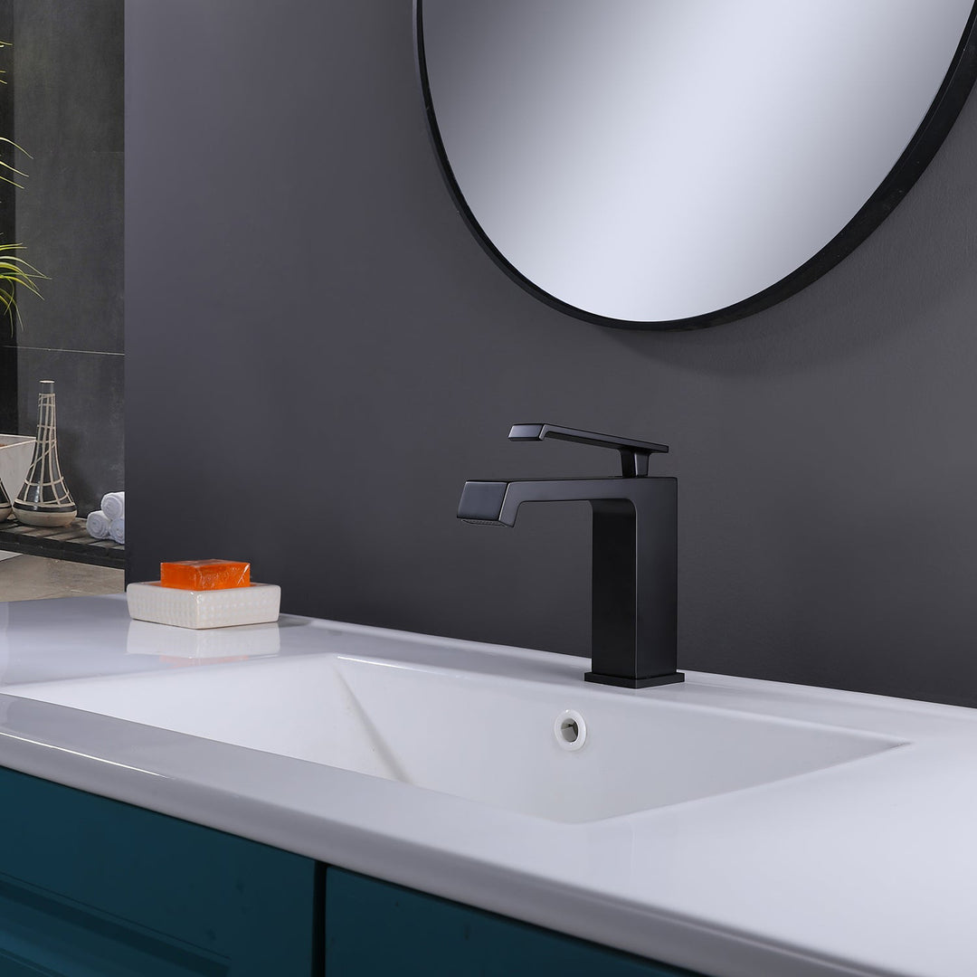 Single Hole Single-Handle Low Arc Bathroom Faucet in Matte Black