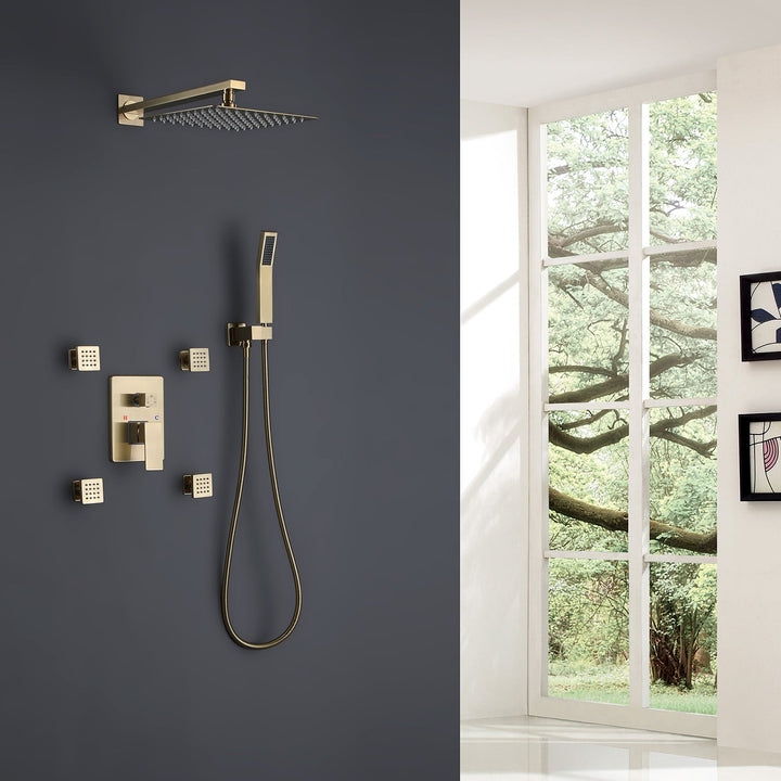 10 inch Shower Faucet Set with 4 PCS Shower Body Sprayer Jets