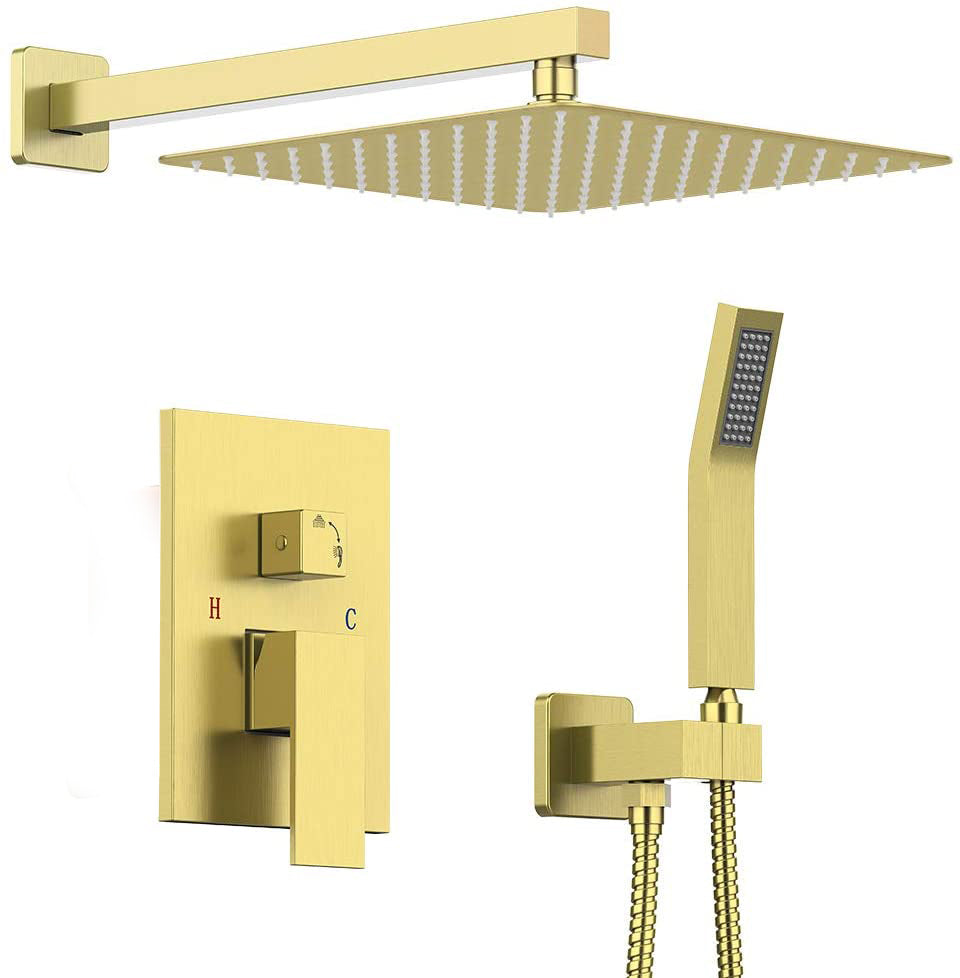 12-in Rain Shower Head Wall Mount Dual Head Waterfall Built-In Shower System