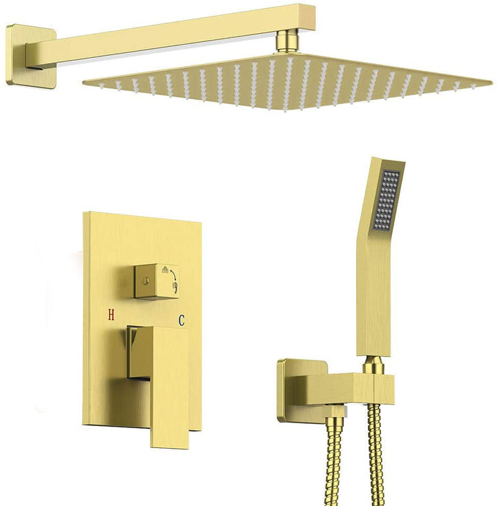 12-in Rain Shower Head Wall Mount Dual Head Waterfall Built-In Shower System
