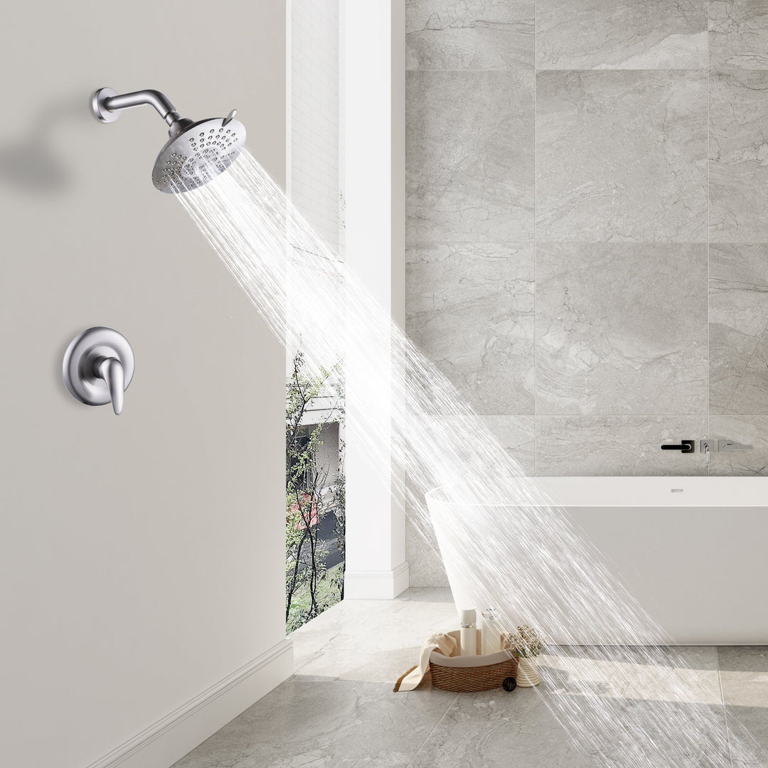 Wall Mounted Shower Faucet With Rough-In Valve And Lever Handle