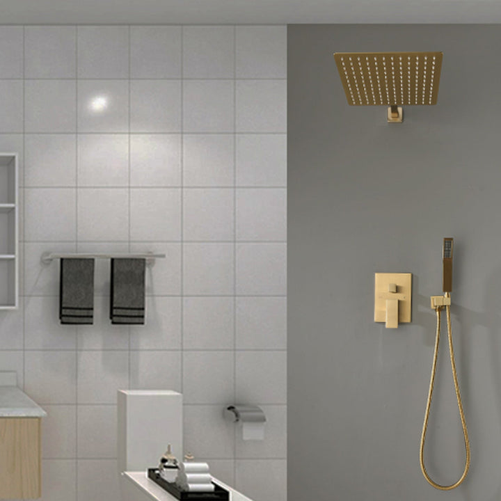 12-in Rain Shower Head Wall Mount Dual Head Waterfall Built-In Shower System