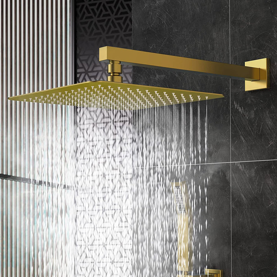 12-in Rain Shower Head Wall Mount Dual Head Waterfall Built-In Shower System