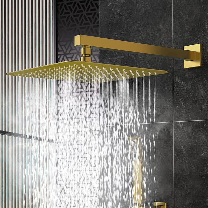 12-in Rain Shower Head Wall Mount Dual Head Waterfall Built-In Shower System