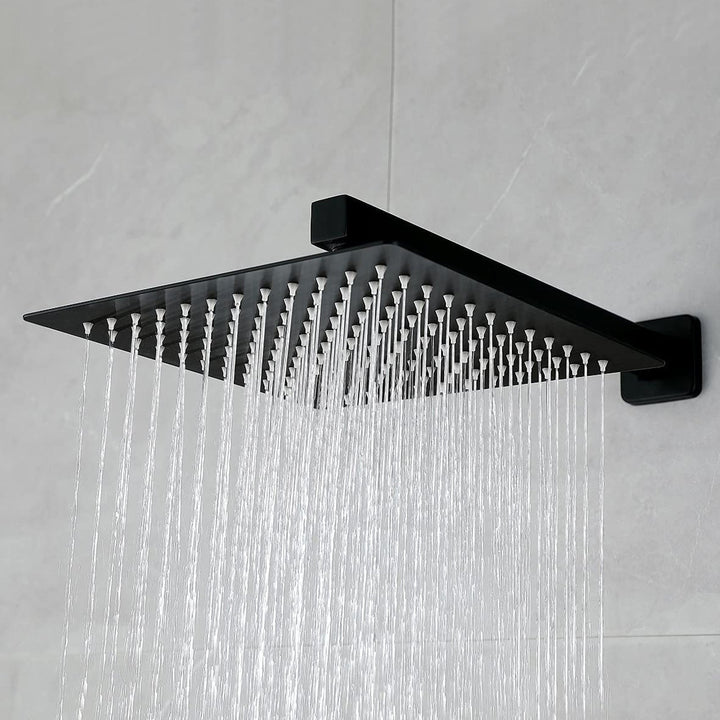 12-in Rain Shower Head Wall Mount Dual Head Waterfall Built-In Shower System