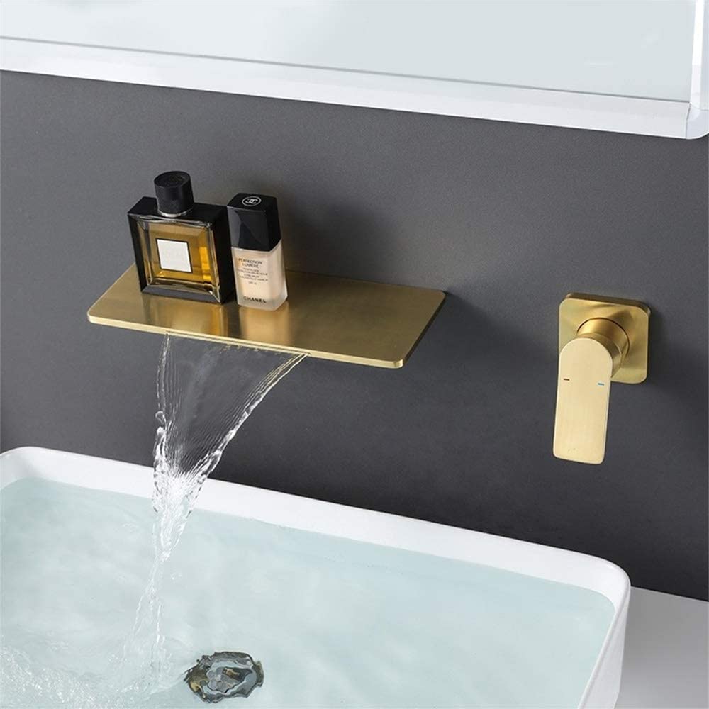 Waterfall Bathroom Sink Faucet 1- Handle Wall Mount Lavatory Faucet