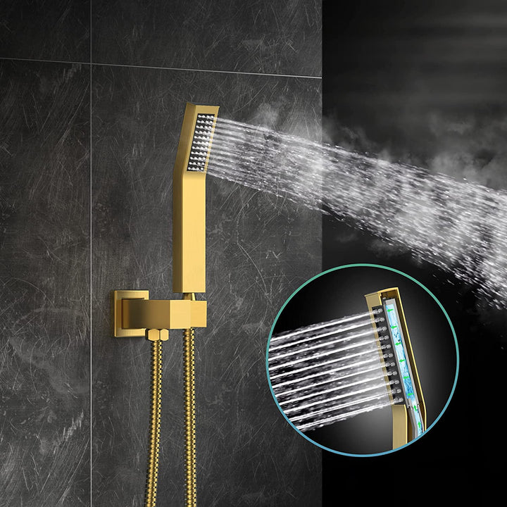 12-in Rain Shower Head Wall Mount Dual Head Waterfall Built-In Shower System