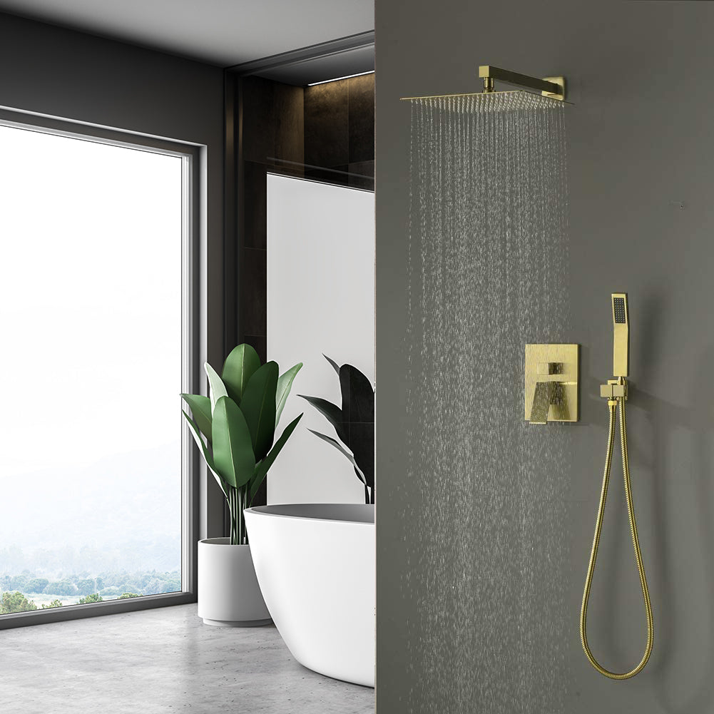 12-in Rain Shower Head Wall Mount Dual Head Waterfall Built-In Shower System