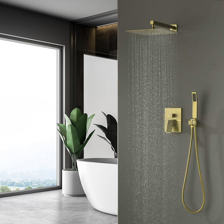 12-in Rain Shower Head Wall Mount Dual Head Waterfall Built-In Shower System