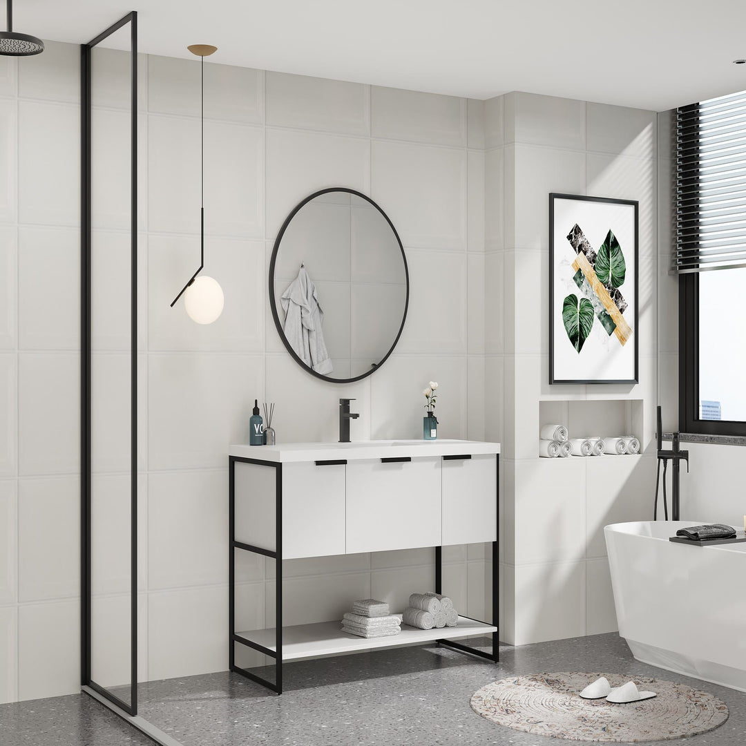 36" Bathroom Vanity white Resin Basin Top