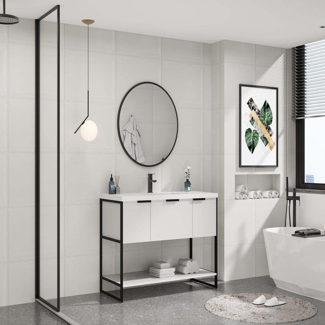 36 in. Bathroom Vanity white Resin Basin Top