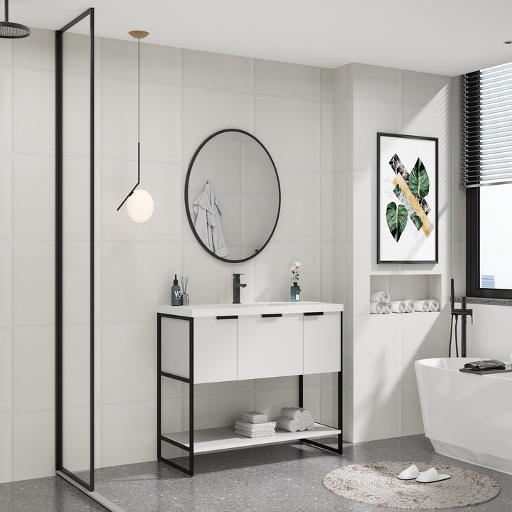 36 in. Bathroom Vanity white Resin Basin Top