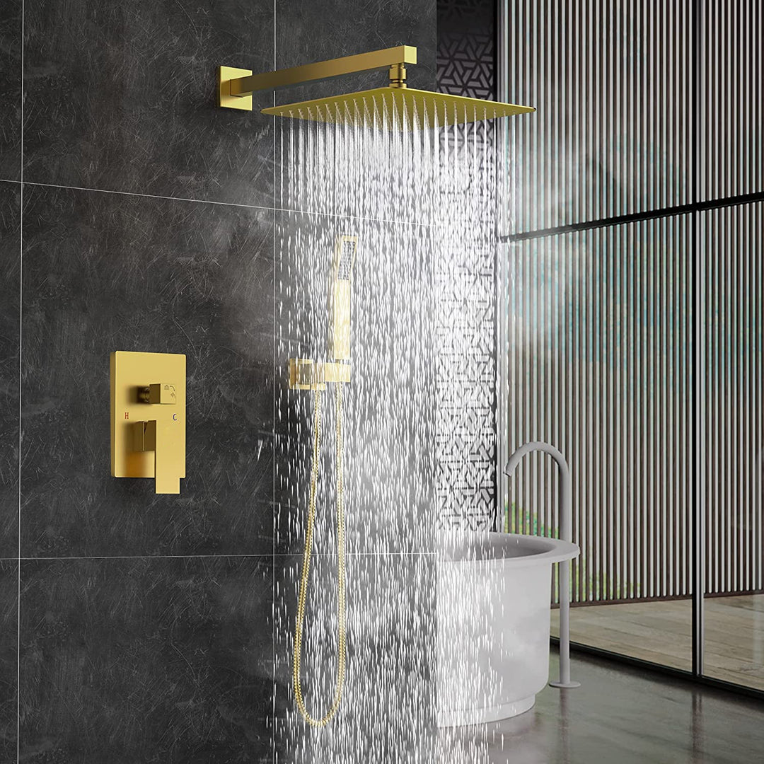 12-in Rain Shower Head Wall Mount Dual Head Waterfall Built-In Shower System