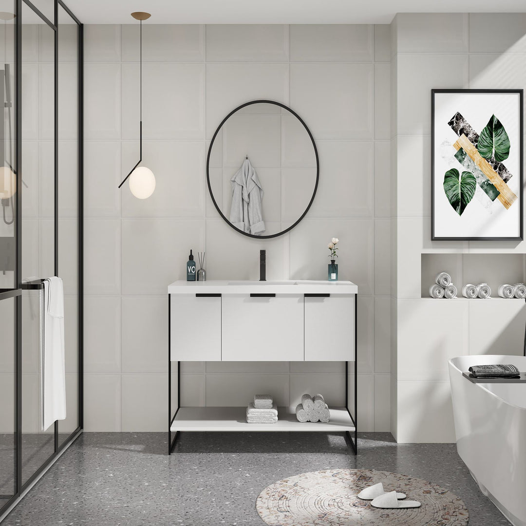 36 in. Bathroom Vanity white Resin Basin Top
