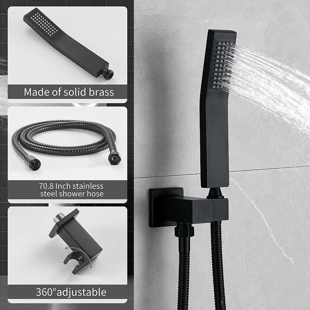 12-in Rain Shower Head Wall Mount Dual Head Waterfall Built-In Shower System