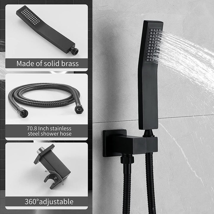 12-in Rain Shower Head Wall Mount Dual Head Waterfall Built-In Shower System