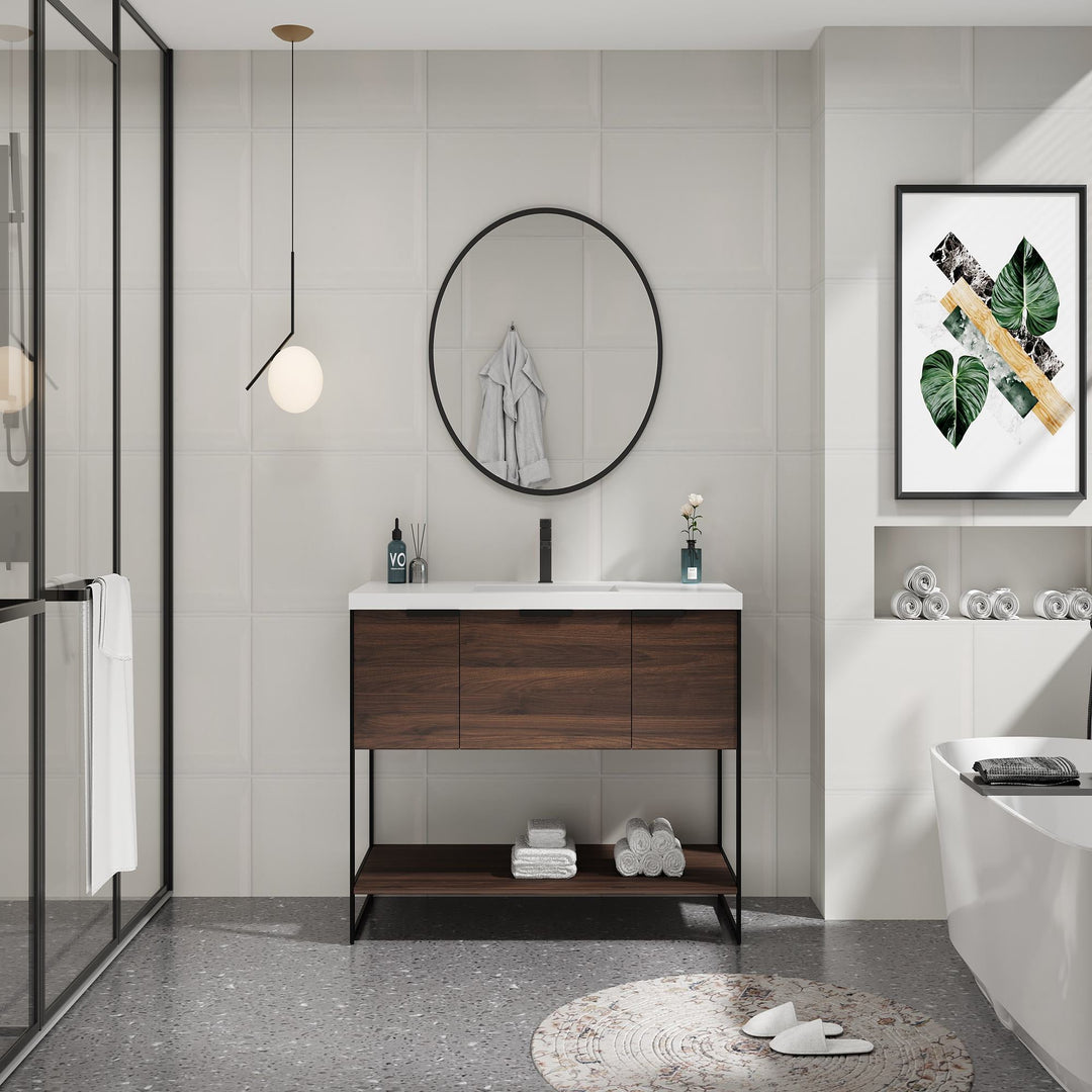36 in. Bathroom Vanity white Resin Basin Top
