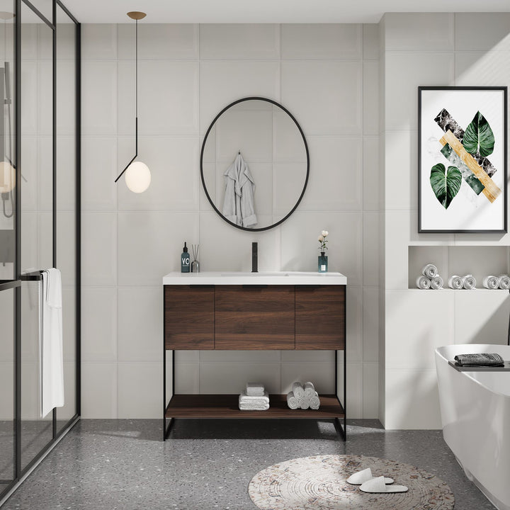 36 in. Bathroom Vanity white Resin Basin Top