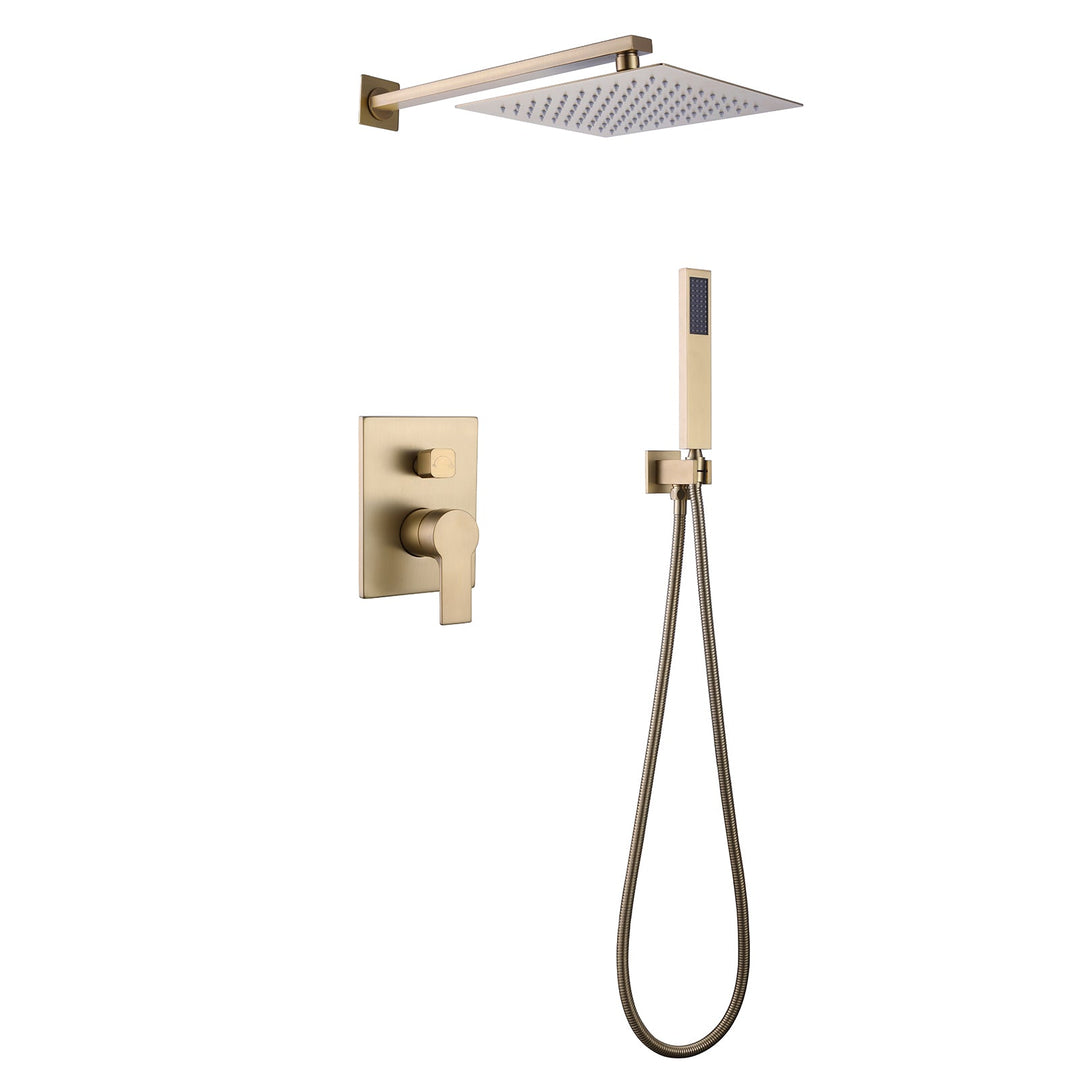 10-in Rain Shower Head Wall Mount Dual Head Waterfall Built-In Shower System