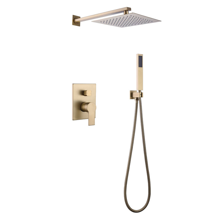10-in Rain Shower Head Wall Mount Dual Head Waterfall Built-In Shower System
