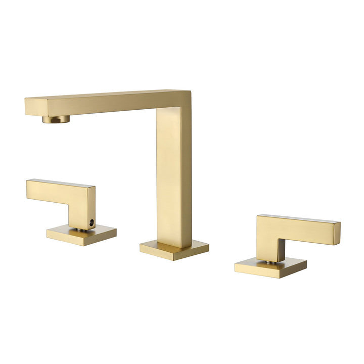 Widespread Bathroom Faucet 3 Hole Brushed Gold Basin Lavatory Mixer Tap
